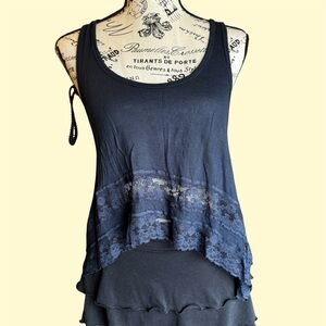 Hollister Blue  Lace Hem Tank Top